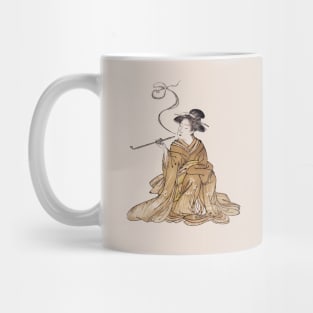 Oriental Fung Shui Japanese Smoking Lady Mug